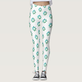 Floral Retro Muster grün Weiß Leggings