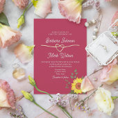 Floral Retro Rosa Hochzeit Einladung