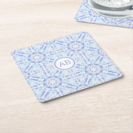 Floral Retro Royal Muster Rechteckiger Pappuntersetzer (angewinkelt)