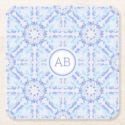 Floral Retro Royal Muster Rechteckiger Pappuntersetzer (Vorderseite)