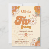 Floral Retro Zwei Groovy 2. Geburtstag Einladung (Vorderseite)