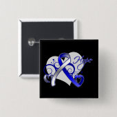 Floral Ribbon Hope - ALS-Krankheit Button (Vorne & Hinten)