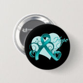 Floral Ribbon Hope - Aquamarines Band Button (Vorne & Hinten)