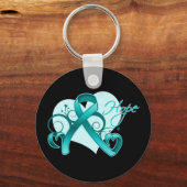 Floral Ribbon Hope - Aquamarines Band Schlüsselanhänger (Vorderseite)