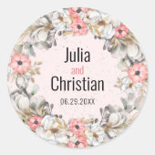 Floral Ribbon Wedding Suite Round Sticker (Vorderseite)