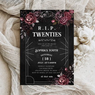 Floral RIP 20 s 30. Geburtstag Tod meiner Jugend Einladung