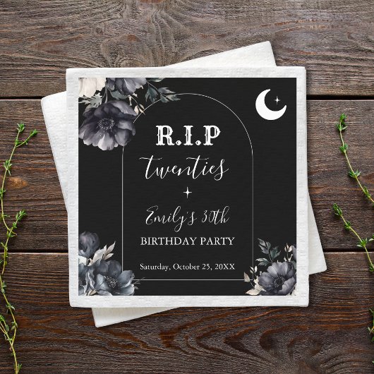 Floral RIP Twenties 30th Birthday Paper Napkin Serviette