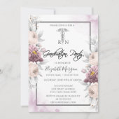Floral RN Nurse Floral Graduation Party Einladung (Vorderseite)