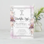 Floral RN Nurse Floral Graduation Party Einladung (Stehend Vorderseite)
