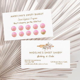 Floral Rolling Button Bakery Flat Loyalty Card Treuekarte
