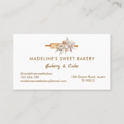 Floral Rolling Button Bakery Flat Loyalty Card Treuekarte (Rückseite)