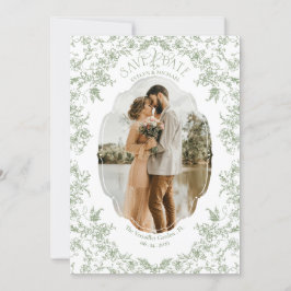 Floral Romance Chinoiserie Klassische Liebe Grün Save The Date