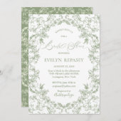 Floral Romance Chinoiserie Sage Brautparty Einladung (Vorne/Hinten)