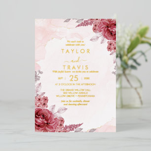 Floral Romance Goldfoil-Hochzeit Folieneinladung