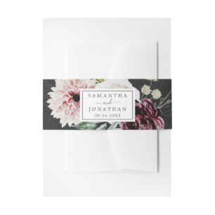 Floral Romance   Graue Hochzeit Einladungsbanderole