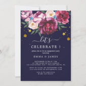 Floral Romance | Graue "Let's Celebrate"-Einladung Einladung (Vorderseite)