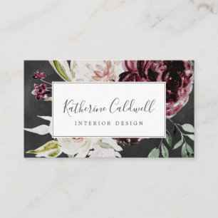 Floral Romance   Graue Visitenkarte