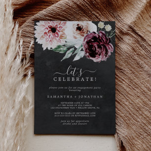 Floral Romance   Gray Let's Celebrate Einladung