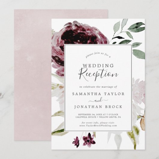 Floral Romance Hochzeitsempfang Einladung (Vorne/Hinten)