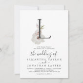 Floral Romance Letter L Monogram Wedding Einladung (Vorderseite)