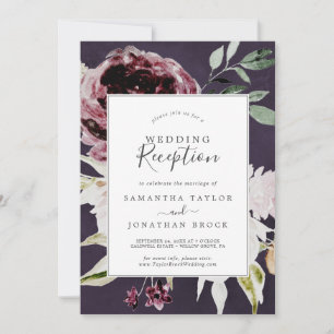 Floral Romance   Pflaumen-Hochzeitsempfang Einladung
