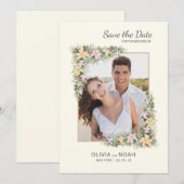 Floral Romance Photo Save the Date Card (Vorne/Hinten)