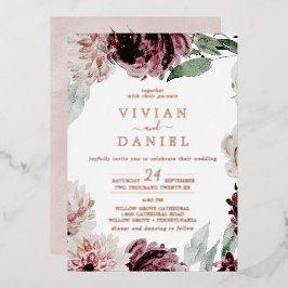 Floral Romance | Rose Gold Foil bei einer Hochzeit Folieneinladung