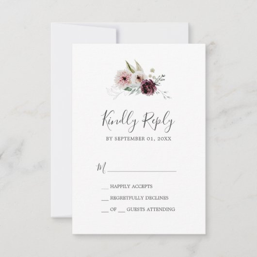 Floral Romance Simple RSVP Card Karte (Vorderseite)