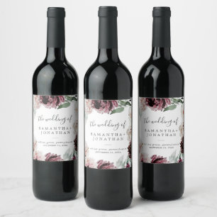 Floral Romance Wedding Weinetikett