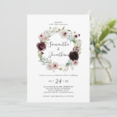 Floral Romance Wreath Wedding Einladung (Stehend Vorderseite)