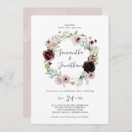Floral Romance Wreath Wedding Einladung