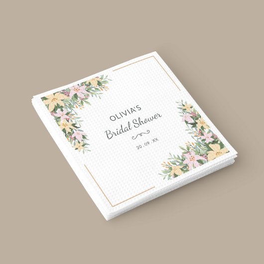 Floral Romantic Bridal Shower Napkin Serviette