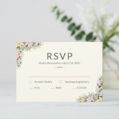 Floral romantic wedding RSVP Card (Stehend Vorderseite)