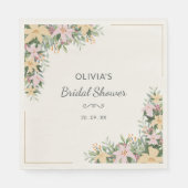 Floral romantische Brautparty-Serviette Serviette (Vorderseite)