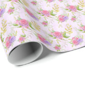 *~* Floral Romantische Rosa Blume Geschenkpapier (Rolleneckpunkt)
