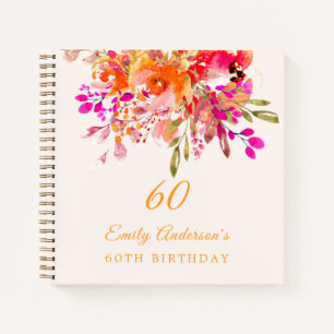 Floral Romantisches 60. Geburtstagsgast-Buch Notizblock