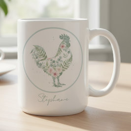 Floral Rooster Mug – Elegant Farmhouse Gift Kaffeetasse