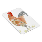 Floral Rooster Wasserfarbe Niedlich Magnet (Rechte Seite)