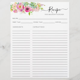 Floral Rosa Aquarell Küche Rezept