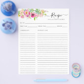Floral Rosa Aquarell Küche Rezept Flyer (Einzeln)