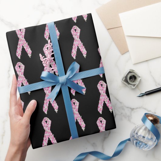 Floral rosa Brustkrebs Überleben Ribbon Geschenkpapier (Schenken)