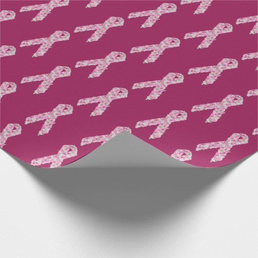 Floral rosa Brustkrebs Überleben Ribbon Geschenkpapier (Ecke)