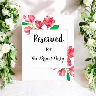 Floral Rosa Reserviertes Hochzeitsschild Weißer Po Poster