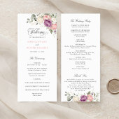 Floral rosafarben lila grün Hochzeitsprogramm Programm