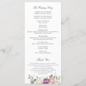 Floral rosafarben lila grün Hochzeitsprogramm Programm (Rückseite)