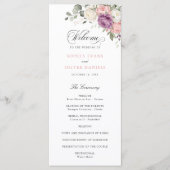 Floral rosafarben lila grün Hochzeitsprogramm Programm (Vorderseite)