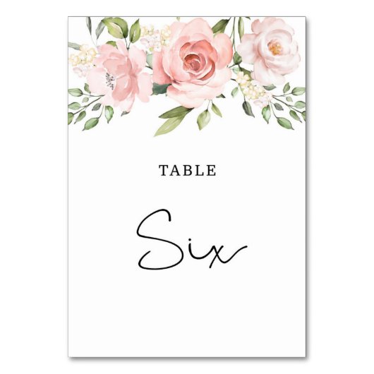 Floral rosafarbene Rosen Hochzeitstisch Nummer Tischnummer (Vorderseite)