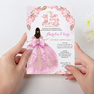 Floral rosafarbenes Prinzessinnenkleid Coquette Qu Einladung