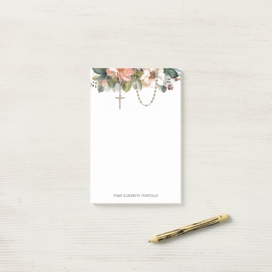 Floral Rosary Religious katholisches Gebet Post-it Klebezettel (Auf Schreibtisch)