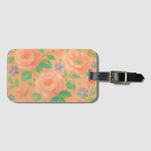Floral Rose and Periwinkle Pattern Gepäckanhänger (Vorderseite (Horizontal))